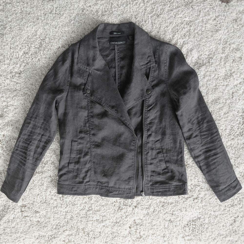 Cynthia Rowley Linen Moto Jacket